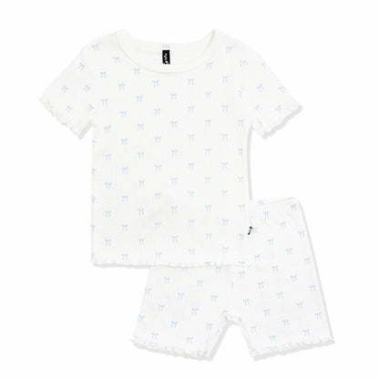 Pointelle Short Sleeve Set in Sweet Blue Bow | Kyte Baby