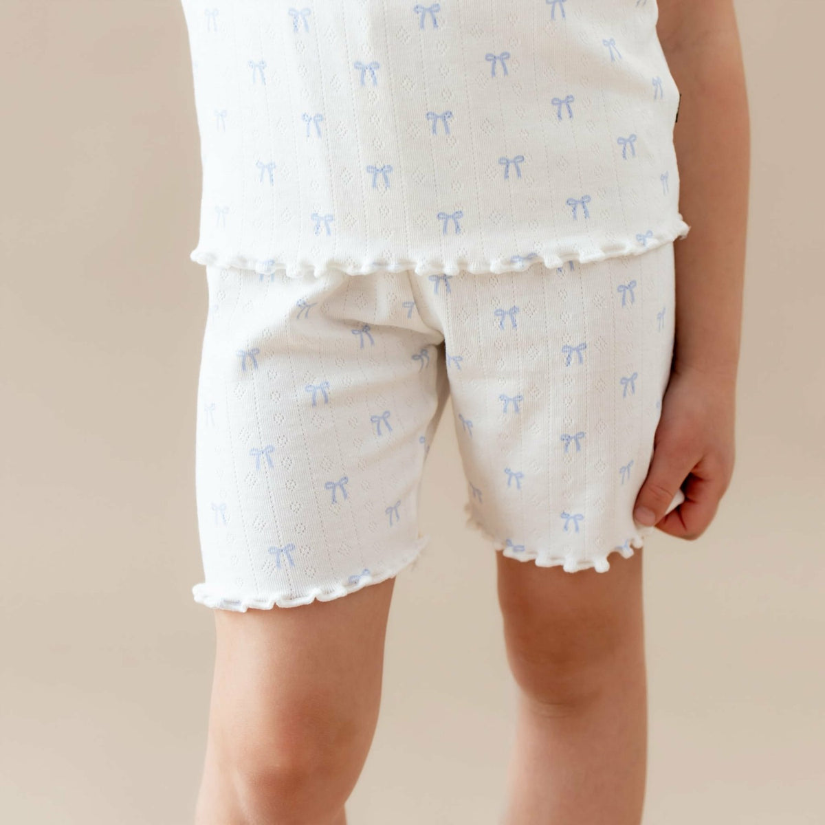 Pointelle Short Sleeve Set in Sweet Blue Bow | Kyte Baby