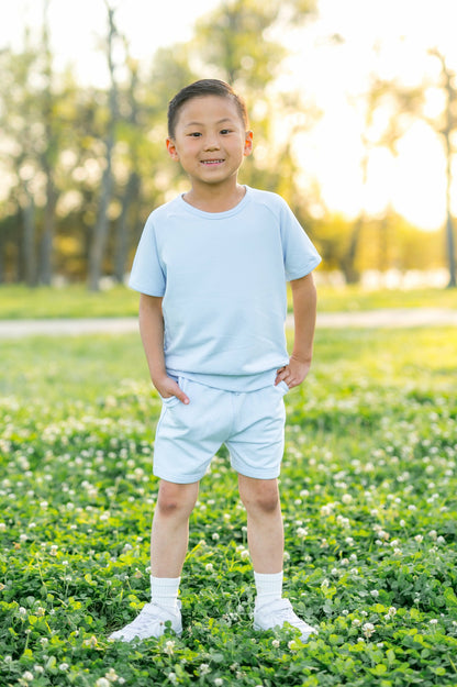 Short Sleeve Jogger Set in Breeze | Kyte Baby