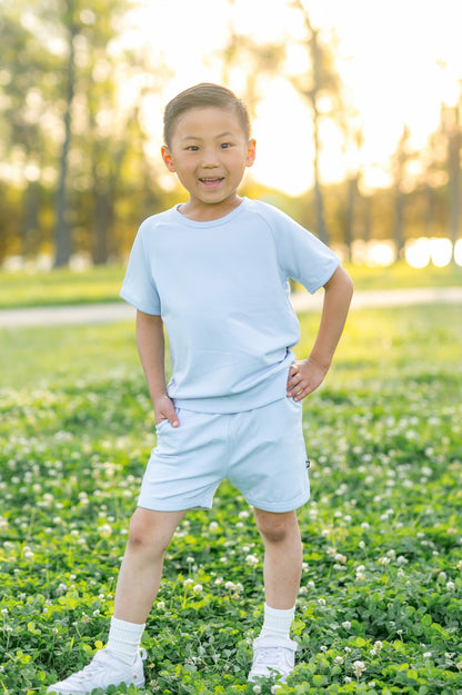 Short Sleeve Jogger Set in Breeze | Kyte Baby