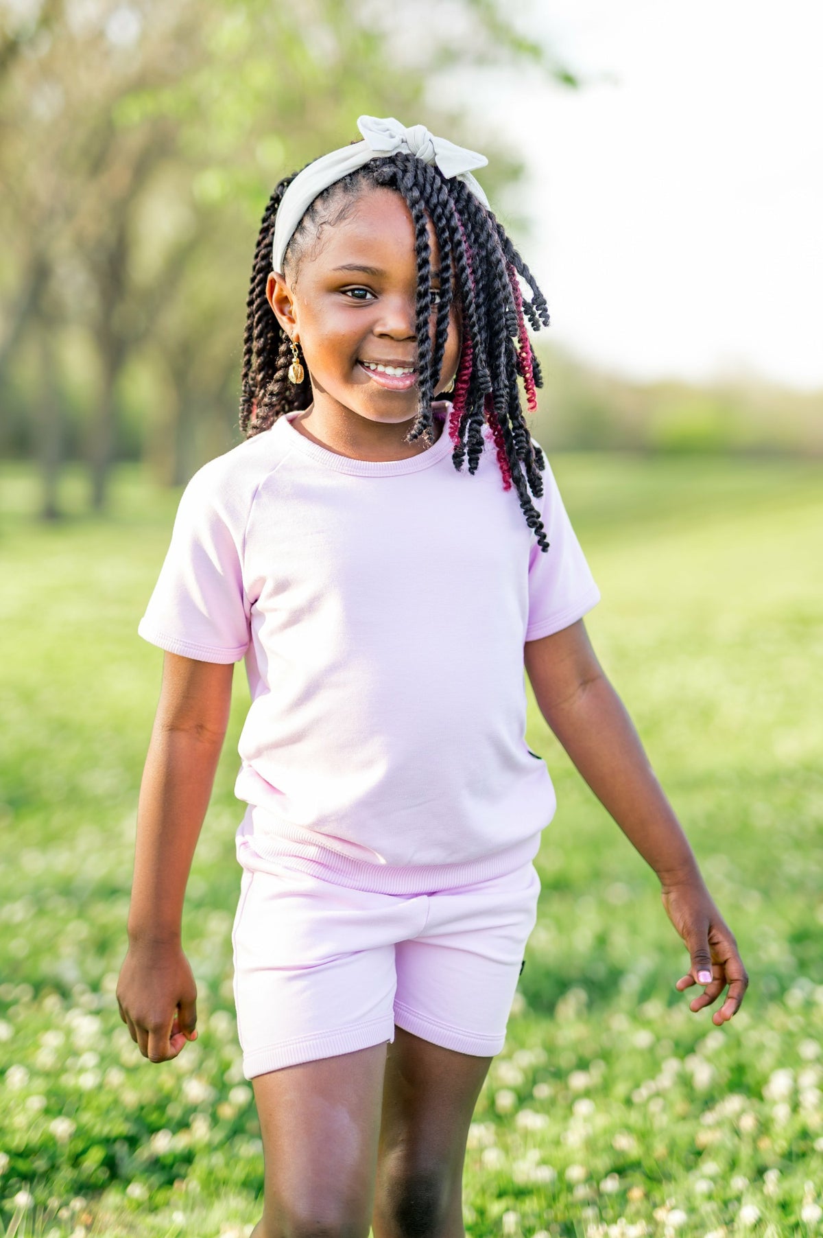 Short Sleeve Jogger Set in Thistle | Kyte Baby