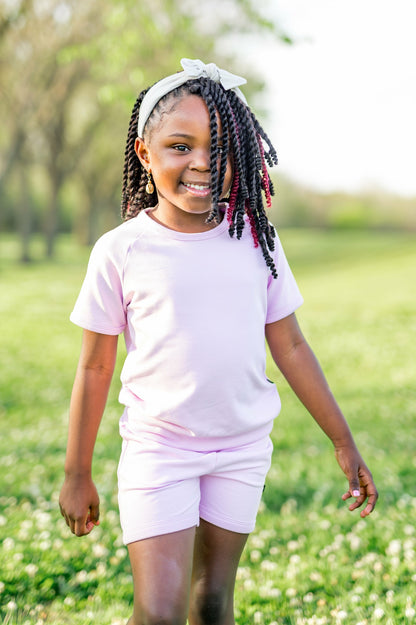Short Sleeve Jogger Set in Thistle | Kyte Baby