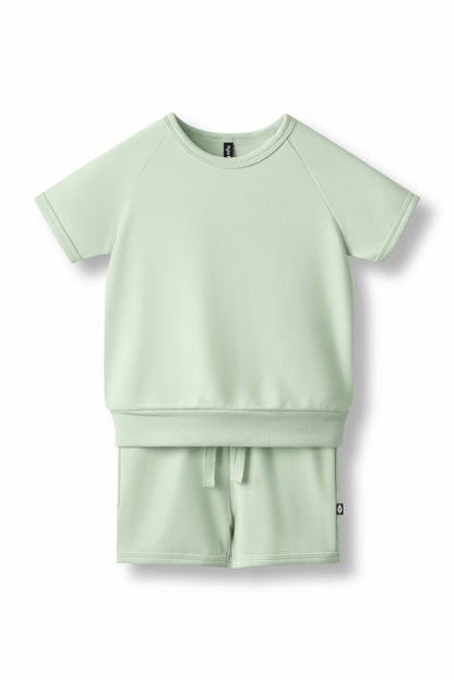 Short Sleeve Jogger Set in Basil | Kyte Baby