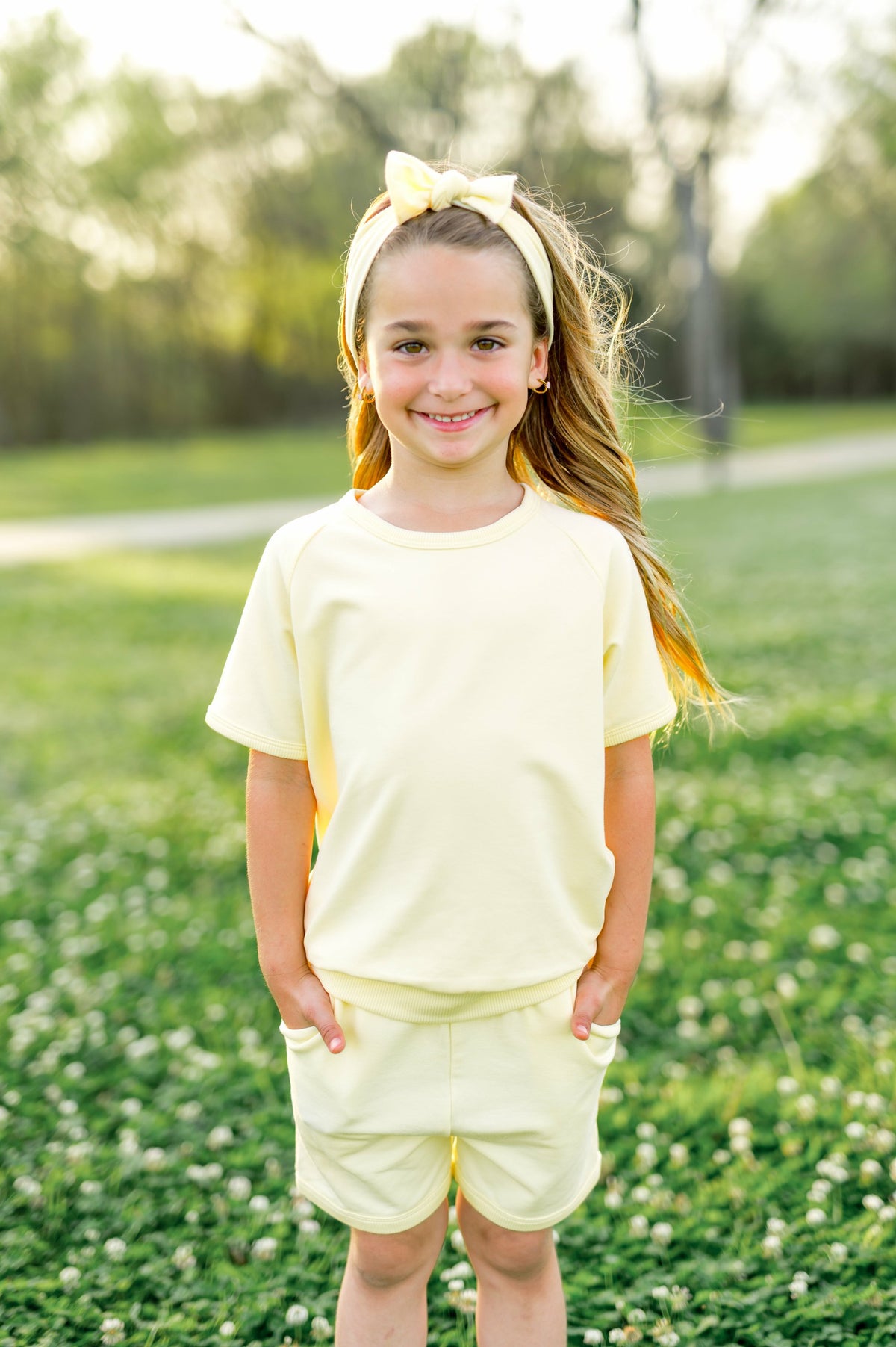 Short Sleeve Jogger Set in Chamomile | Kyte Baby