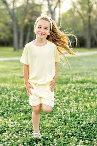 Short Sleeve Jogger Set in Chamomile | Kyte Baby