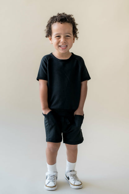 Short Sleeve Jogger Set in Midnight | Kyte Baby