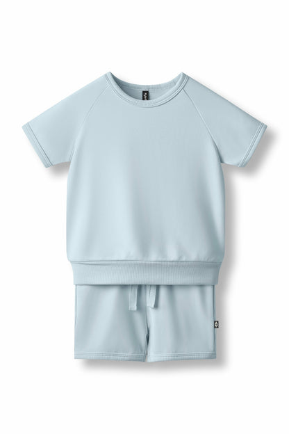 Short Sleeve Jogger Set in Fog | Kyte Baby