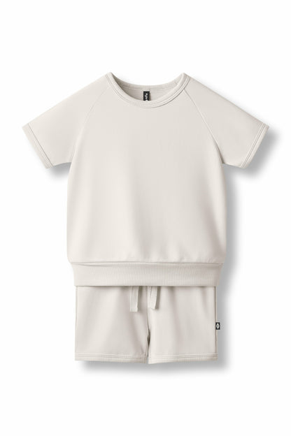 Short Sleeve Jogger Set in Oat | Kyte Baby