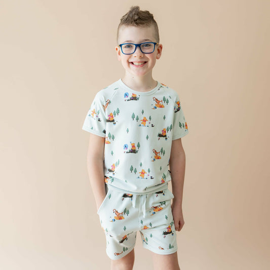 Short Sleeve Jogger Set in Winnie the Pooh Hundred Acre Wood | Kyte Baby