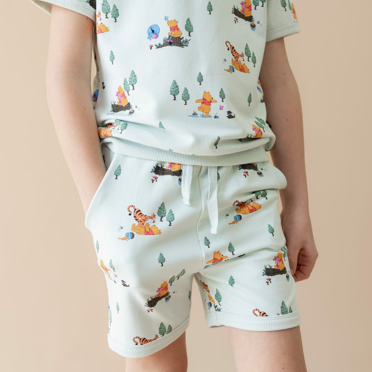 Short Sleeve Jogger Set in Winnie the Pooh Hundred Acre Wood | Kyte Baby