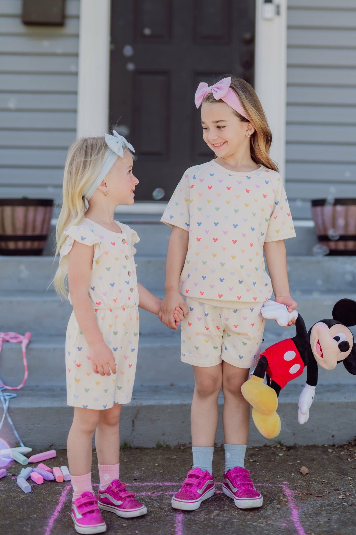 Short Sleeve Jogger Set in Pastel Mickey Mouse | Kyte Baby