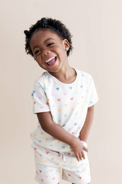 Short Sleeve Jogger Set in Pastel Mickey Mouse | Kyte Baby