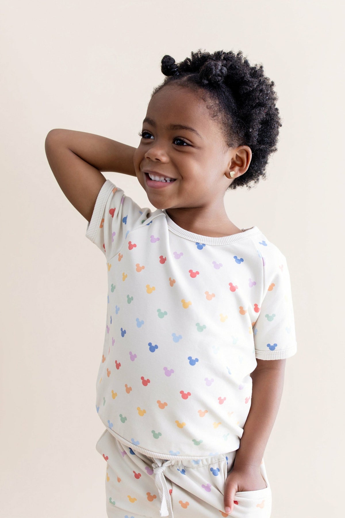 Short Sleeve Jogger Set in Pastel Mickey Mouse | Kyte Baby