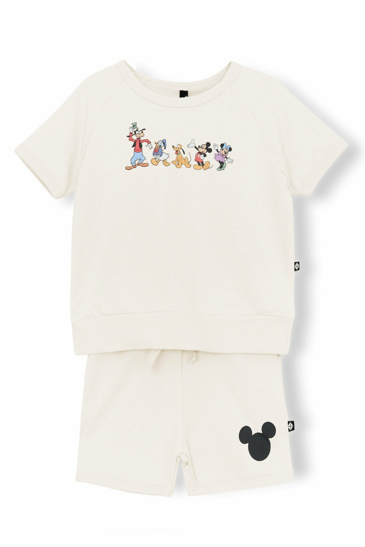 Short Sleeve Jogger Set in Mickey and Friends on Ecru | Kyte Baby