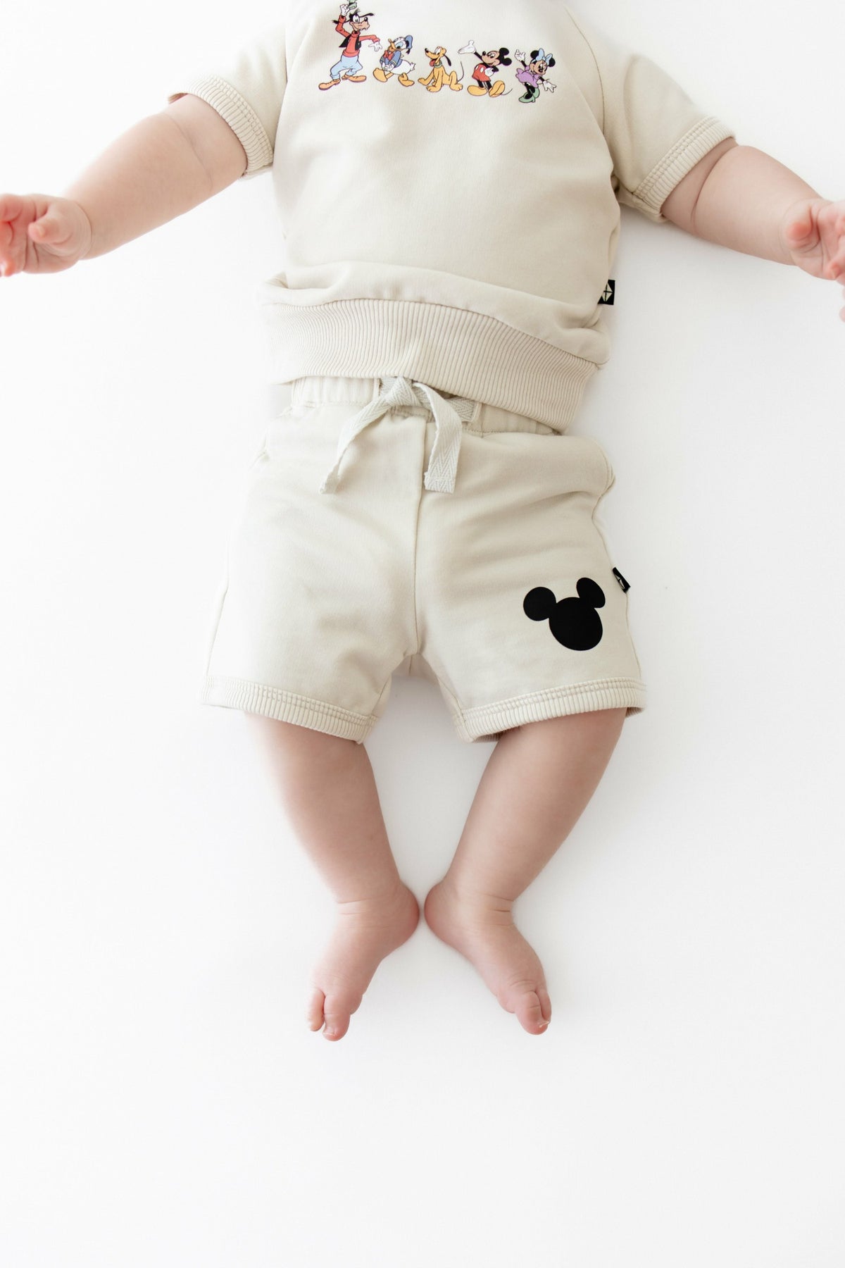 Short Sleeve Jogger Set in Mickey and Friends on Ecru | Kyte Baby