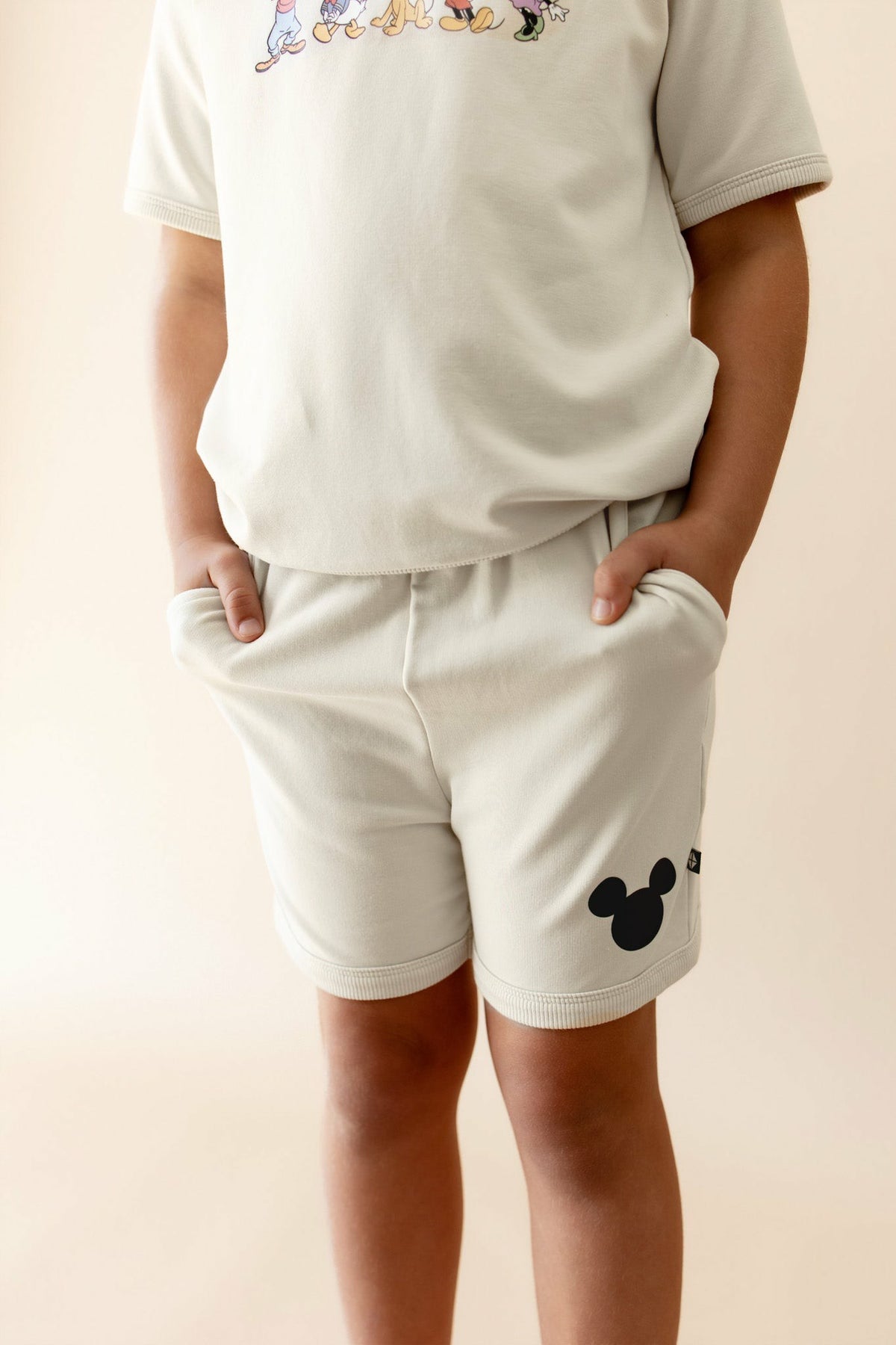 Short Sleeve Jogger Set in Mickey and Friends on Ecru | Kyte Baby