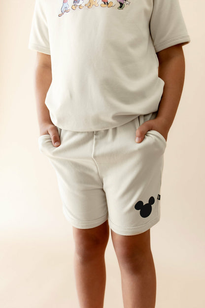 Short Sleeve Jogger Set in Mickey and Friends on Ecru | Kyte Baby