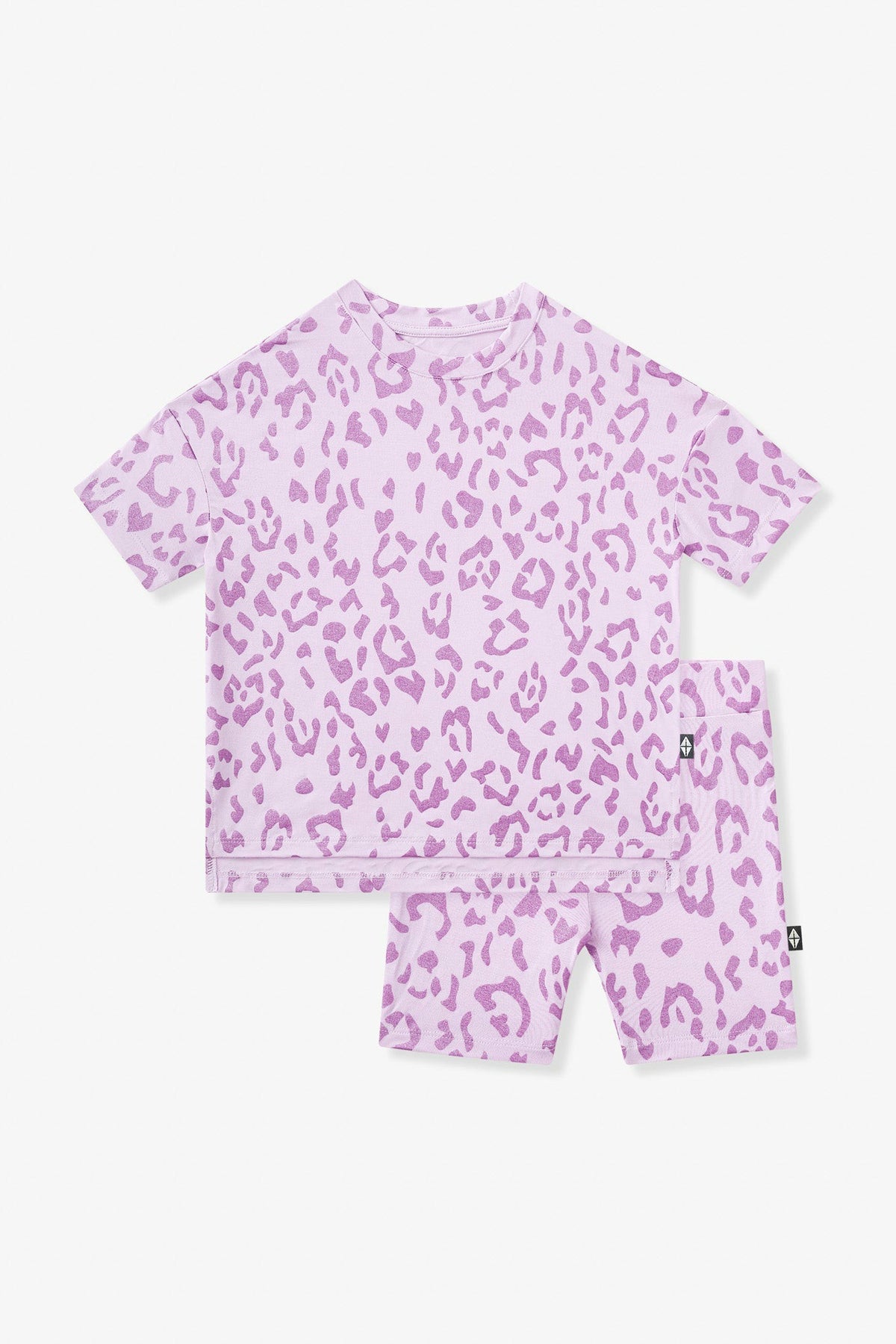 Toddler Biker Short Set in Thistle Leopard | Kyte Baby