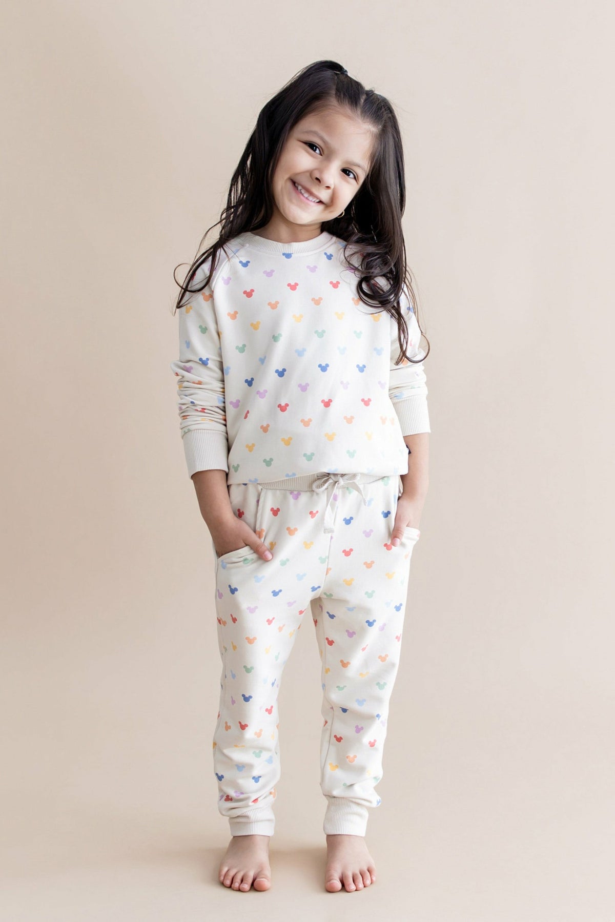 Long Sleeve Jogger Set in Pastel Mickey Mouse | Kyte Baby