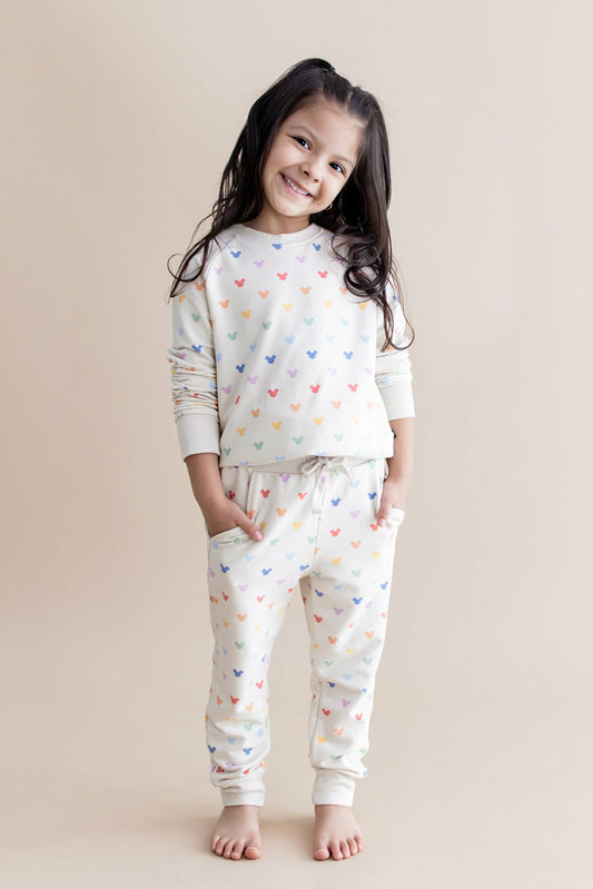 Long Sleeve Jogger Set in Pastel Mickey Mouse | Kyte Baby