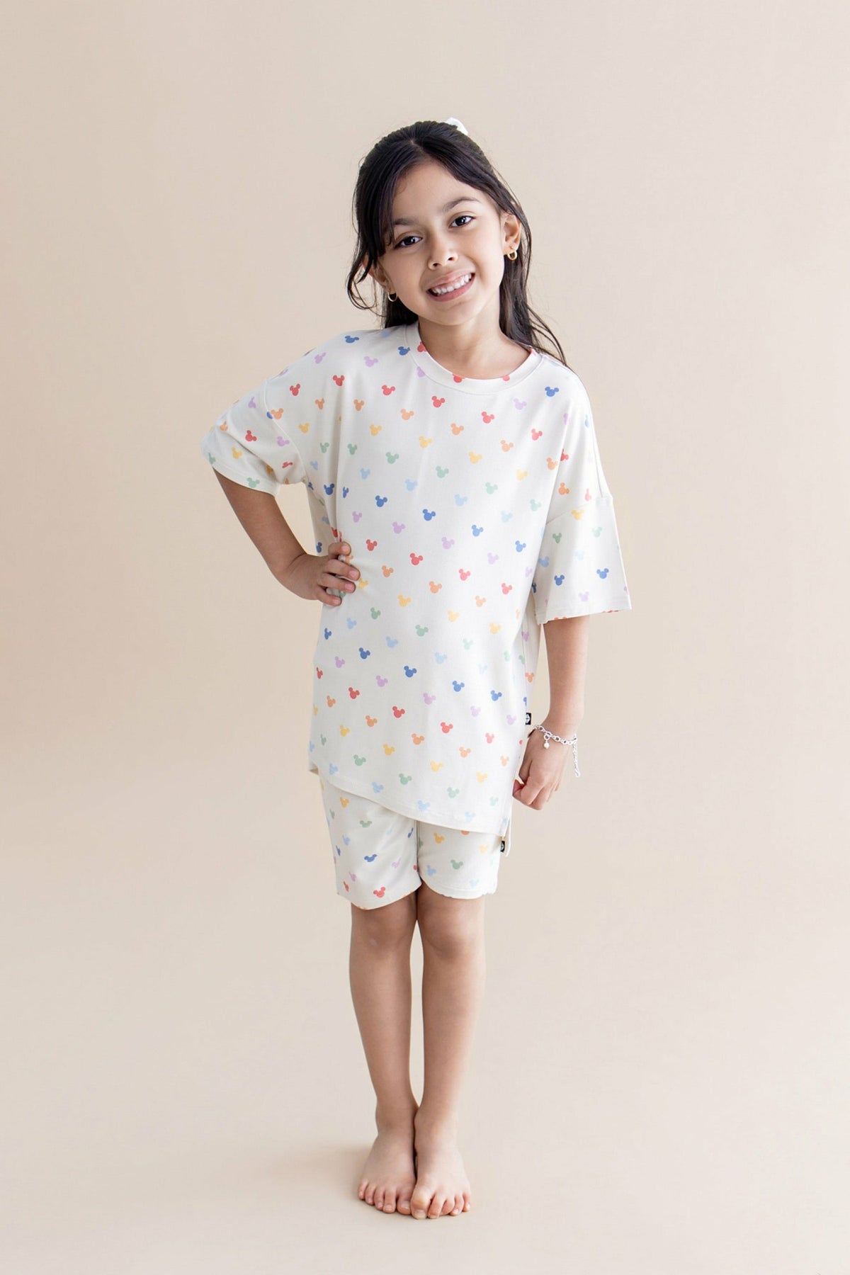 Toddler Biker Short Set in Pastel Mickey Mouse | Kyte Baby