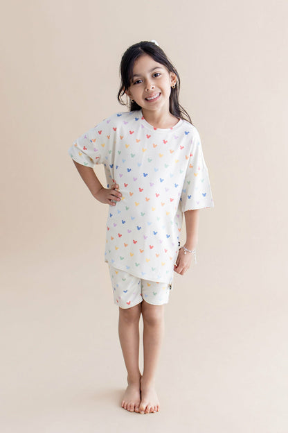 Toddler Biker Short Set in Pastel Mickey Mouse | Kyte Baby