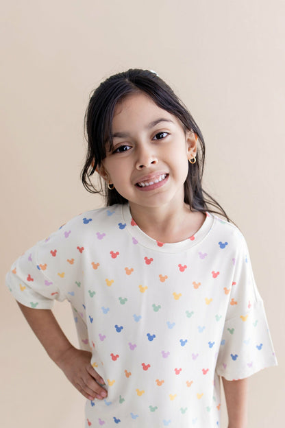 Toddler Biker Short Set in Pastel Mickey Mouse | Kyte Baby