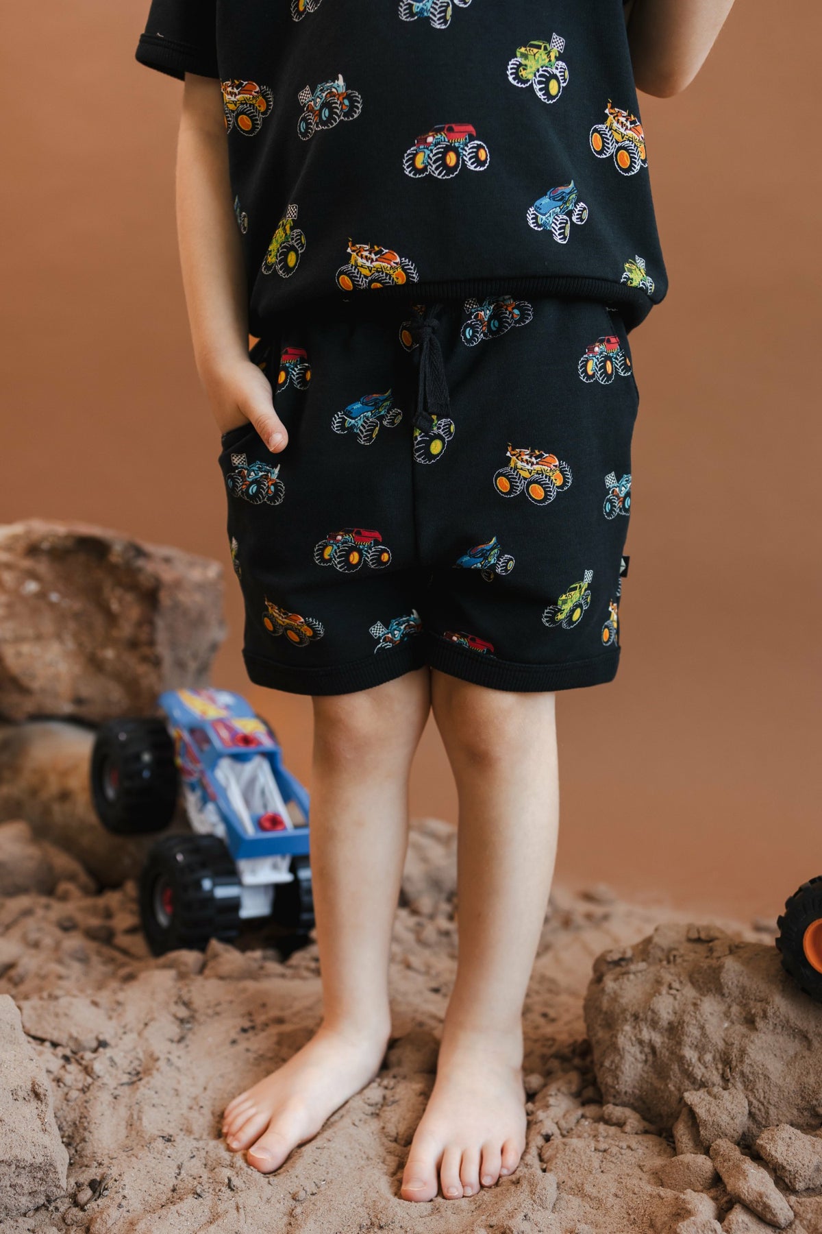Short Sleeve Jogger Set in Monster Truck | Kyte Baby