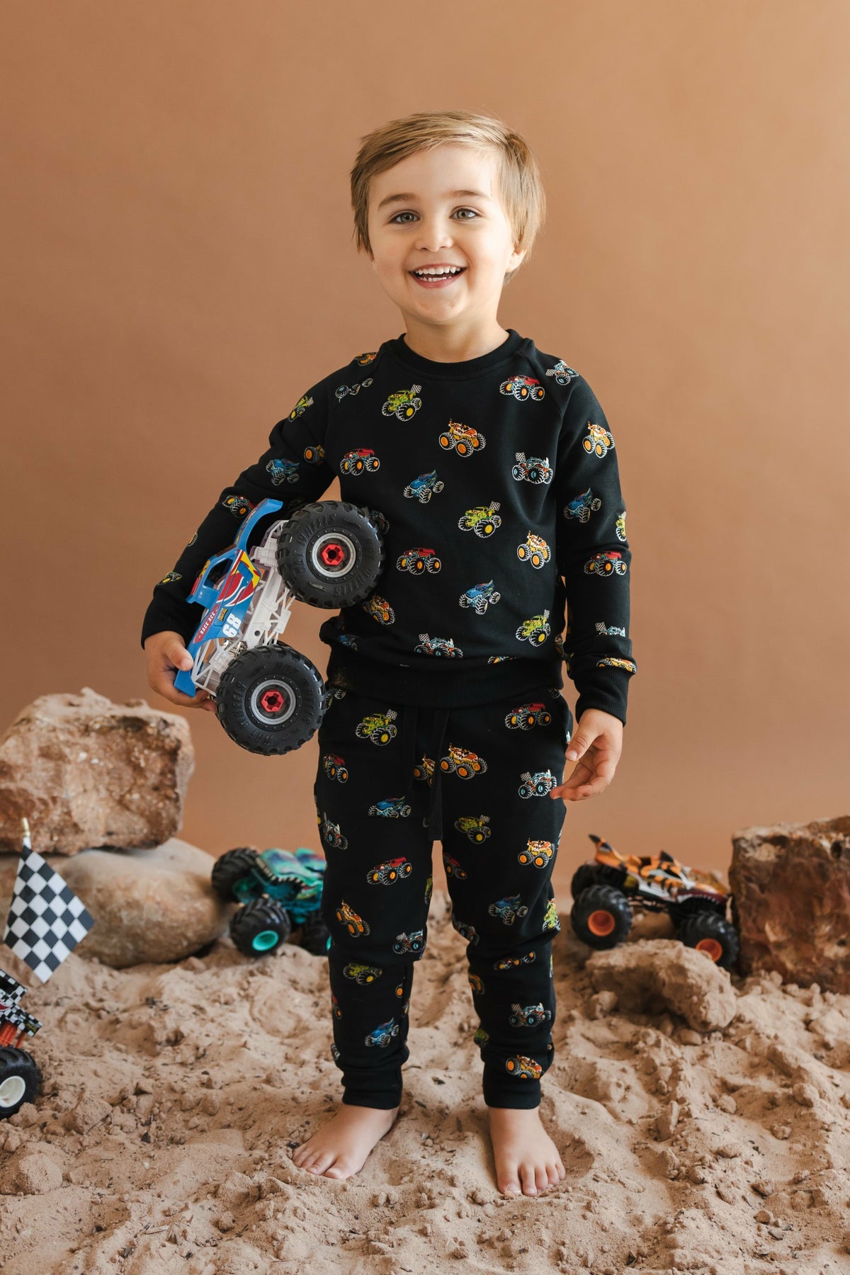 Long Sleeve Jogger Set in Monster Truck | Kyte Baby