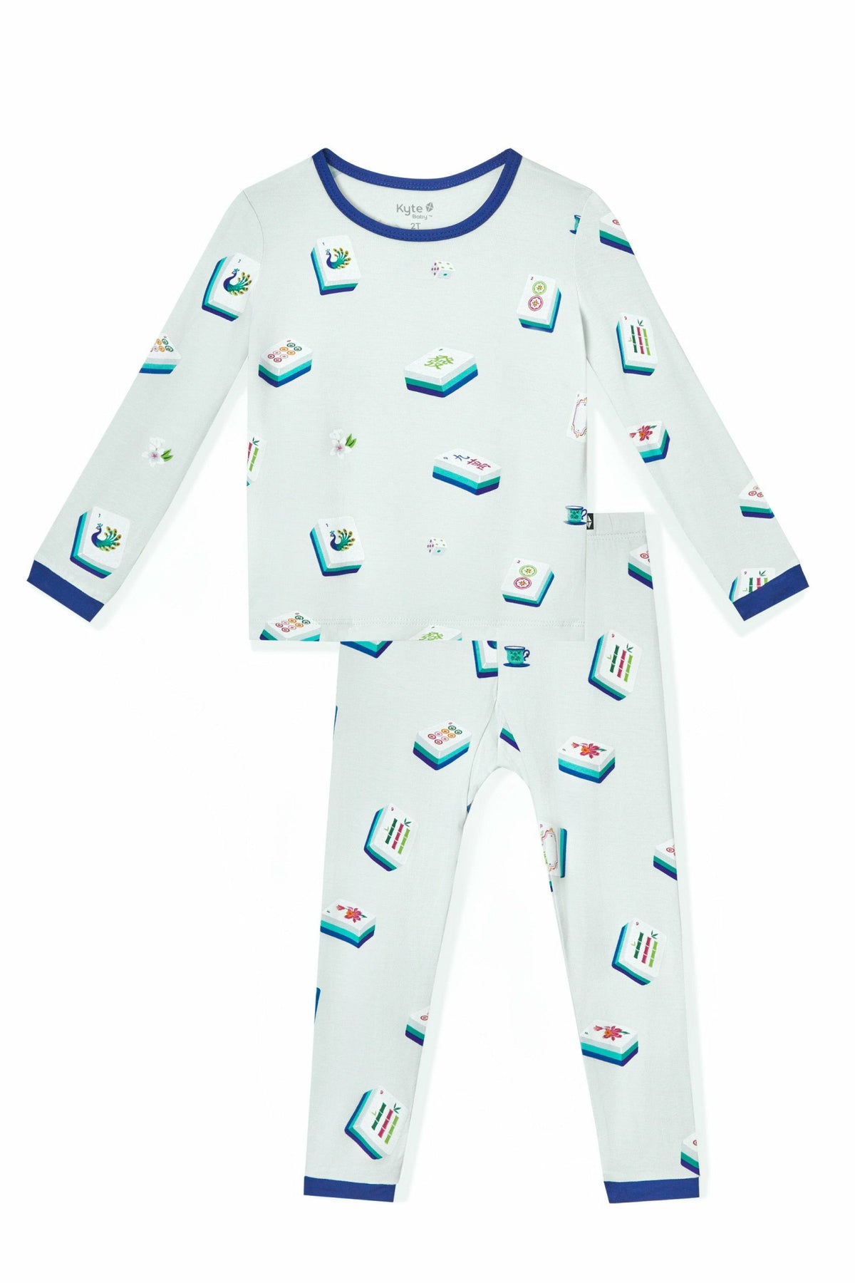 Long Sleeve Pajamas in Dew Mahjong | Kyte Baby