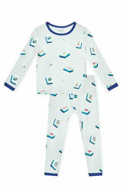 Long Sleeve Pajamas in Dew Mahjong | Kyte Baby