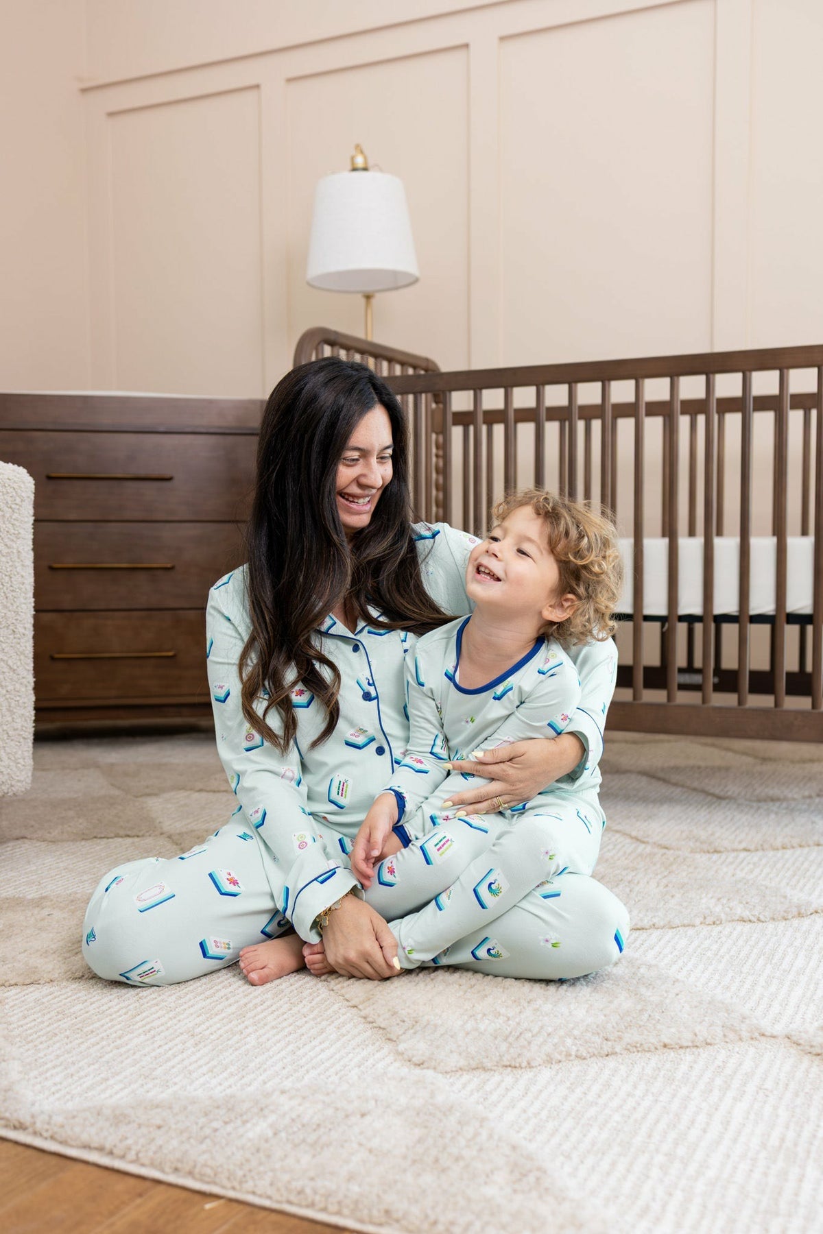 Long Sleeve Pajamas in Dew Mahjong | Kyte Baby