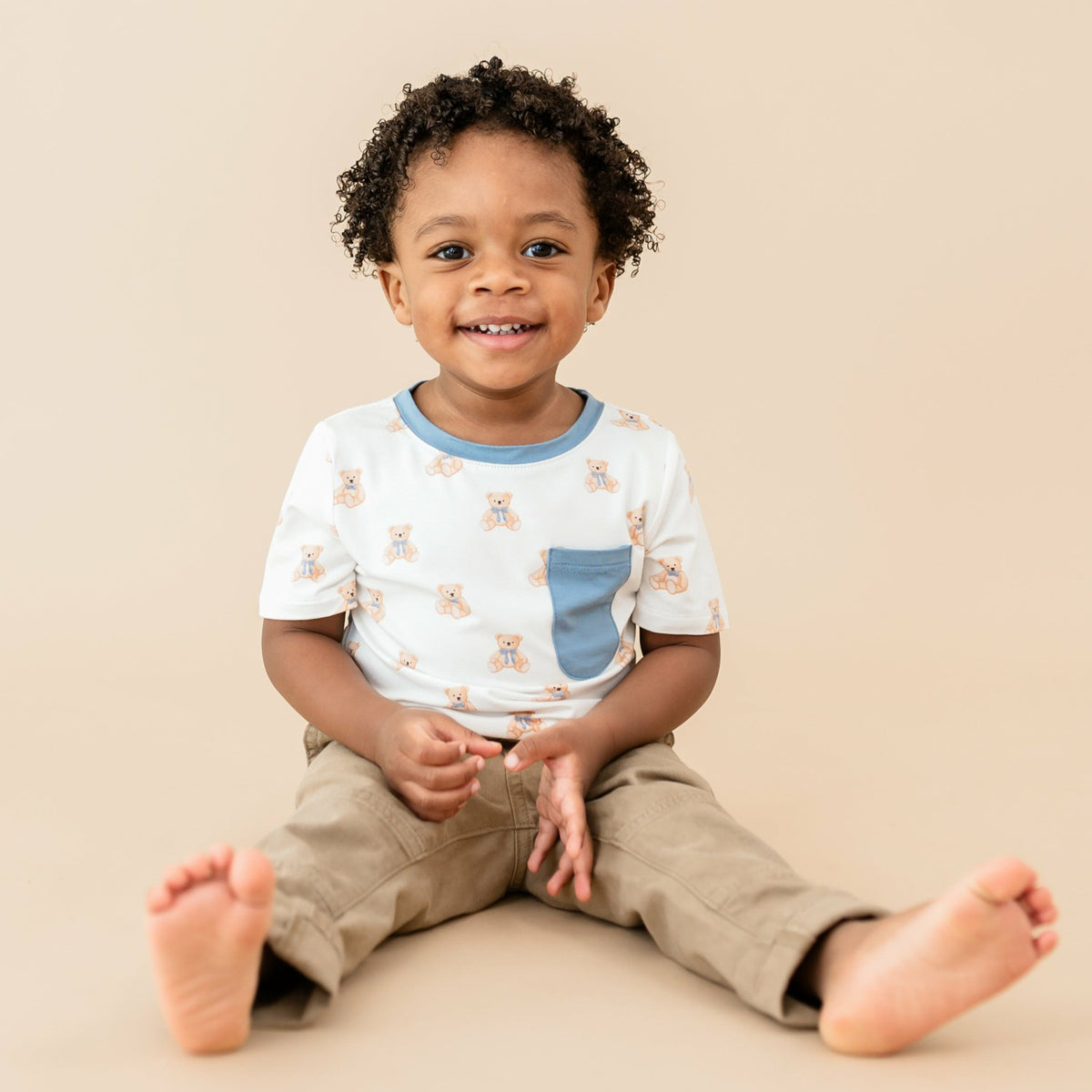 Toddler Crew Neck Tee in Teddy Bear | Kyte Baby