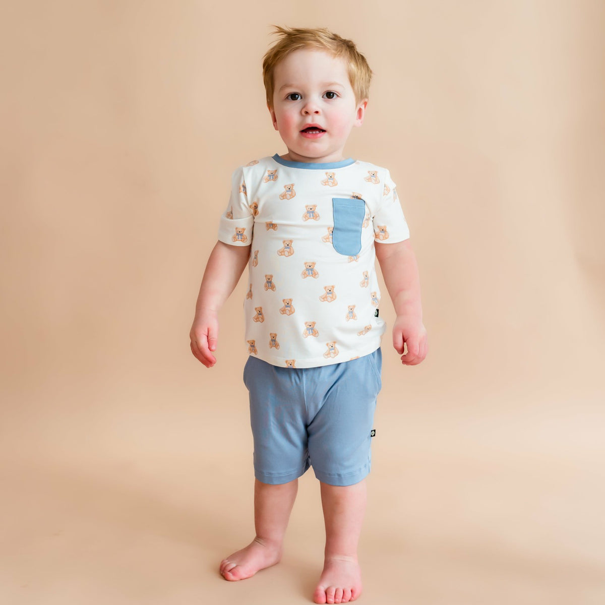 Toddler Crew Neck Tee in Teddy Bear | Kyte Baby