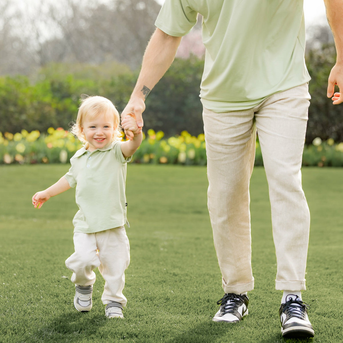 Toddler Short Sleeve Polo in Basil | Kyte Baby