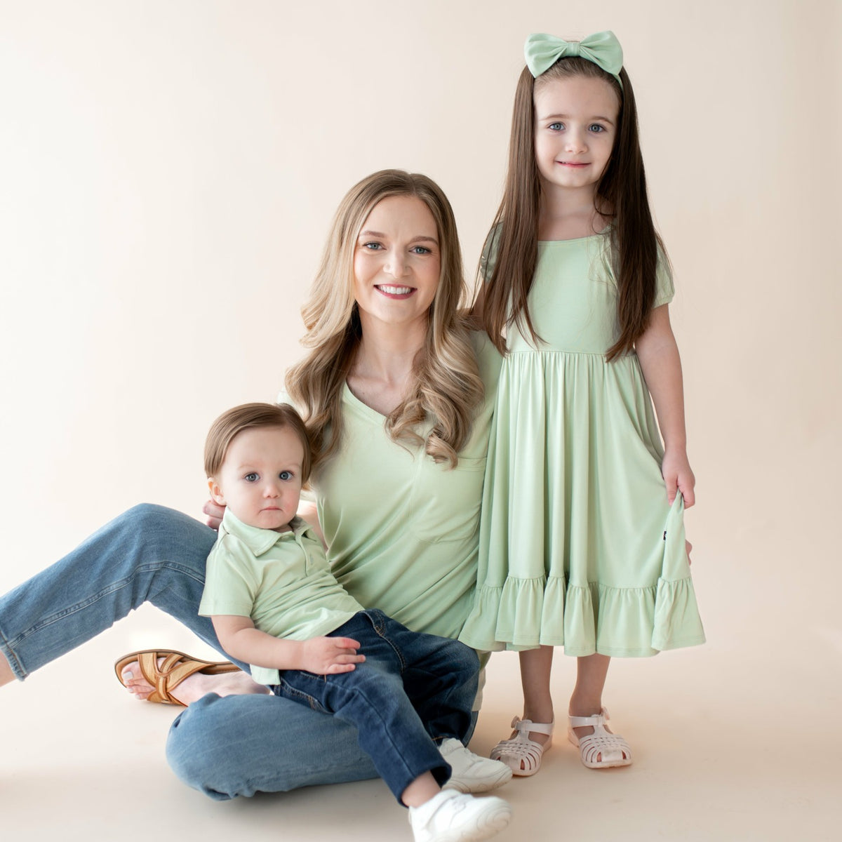 Toddler Short Sleeve Polo in Basil | Kyte Baby