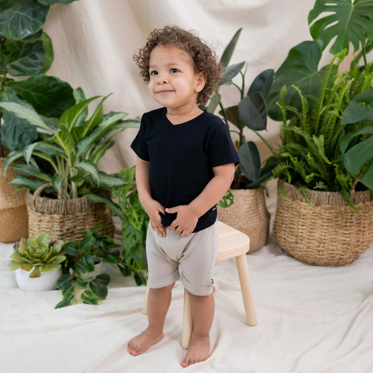 Toddler V-Neck Tee in Midnight | Kyte Baby