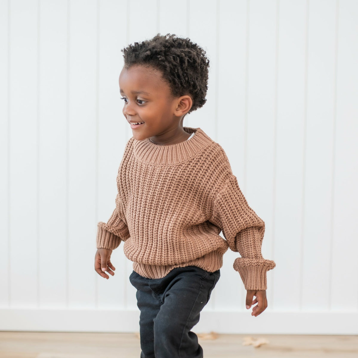 Chunky Knit Sweater in Latte | Kyte Baby