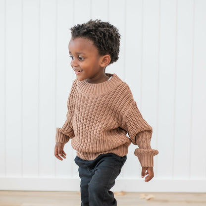 Chunky Knit Sweater in Latte | Kyte Baby