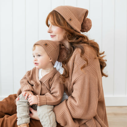 Chunky Knit Oversized Cardigan in Latte | Kyte Baby