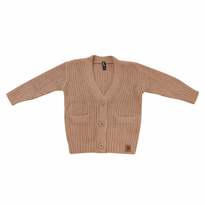 Chunky Knit Oversized Cardigan in Latte | Kyte Baby