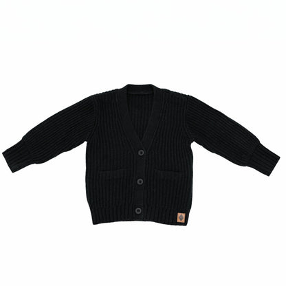 Chunky Knit Oversized Cardigan in Midnight Black | Kyte Baby