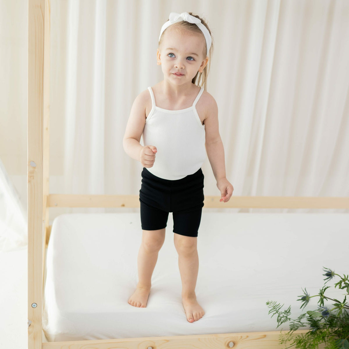Ribbed Spaghetti Strap Bodysuit in Cloud | Kyte Baby