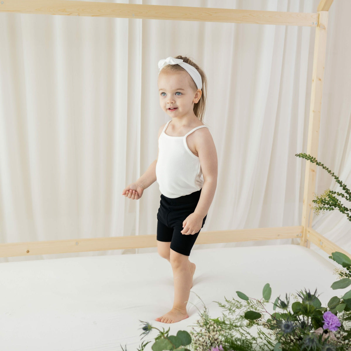 Ribbed Spaghetti Strap Bodysuit in Cloud | Kyte Baby