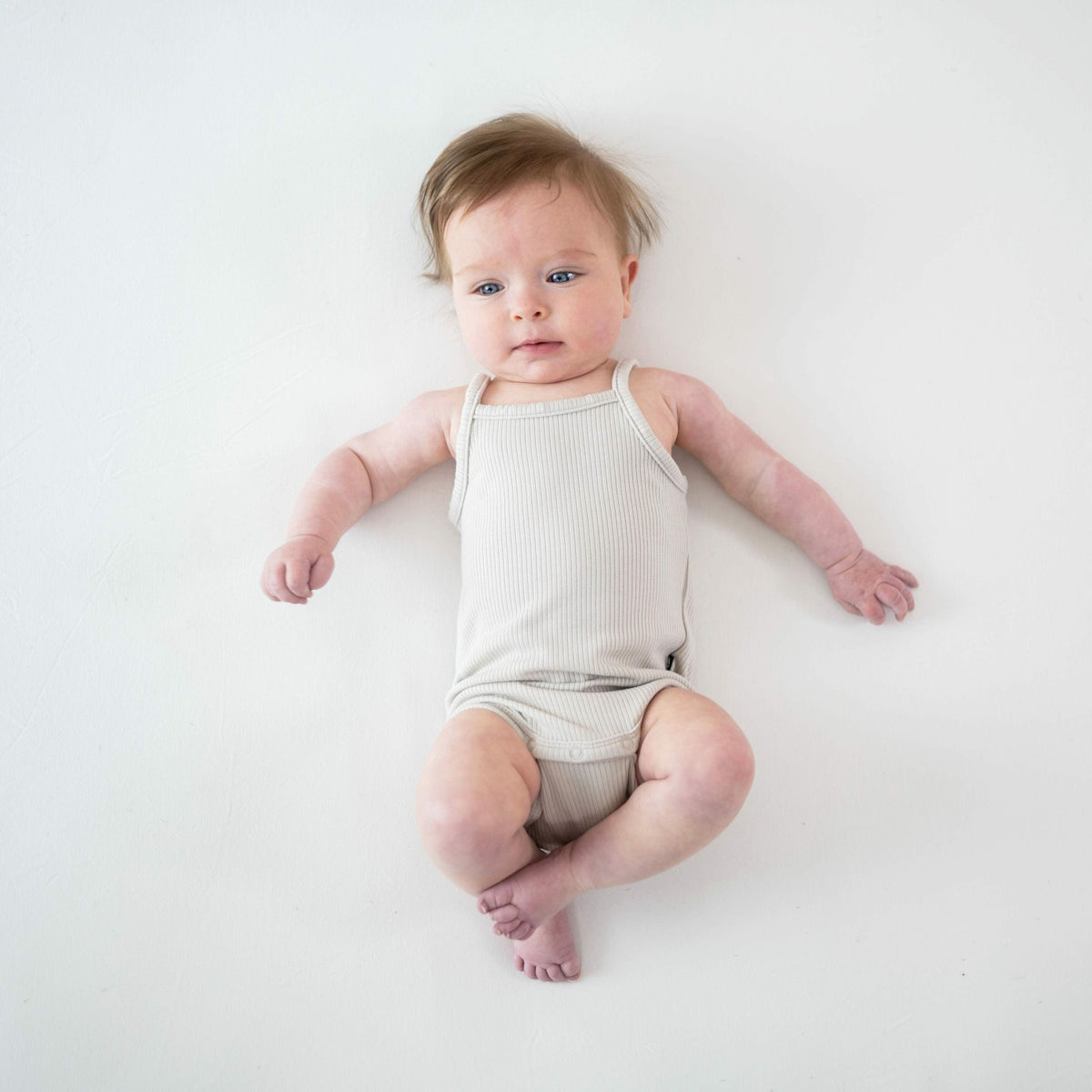 Ribbed Spaghetti Strap Bodysuit in Oat | Kyte Baby