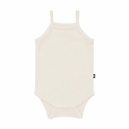 Ribbed Spaghetti Strap Bodysuit in Oat | Kyte Baby