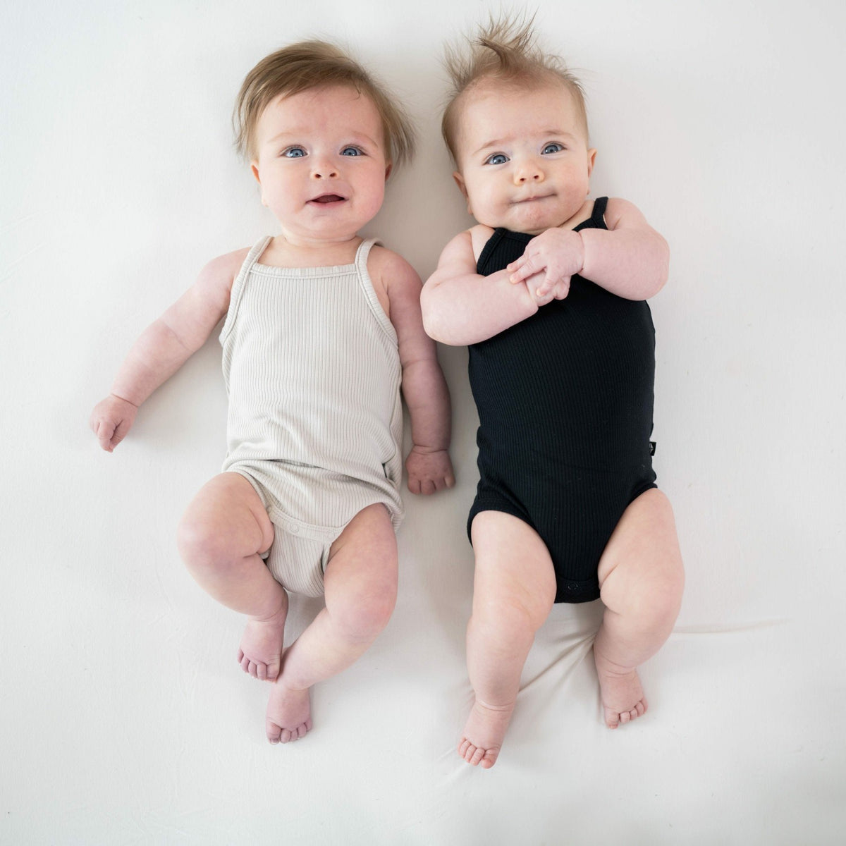 Ribbed Spaghetti Strap Bodysuit in Oat | Kyte Baby