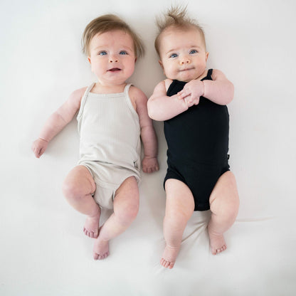 Ribbed Spaghetti Strap Bodysuit in Oat | Kyte Baby