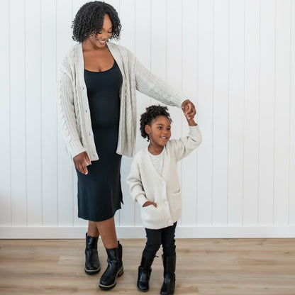 Chunky Knit Oversized Cardigan in Oat | Kyte Baby