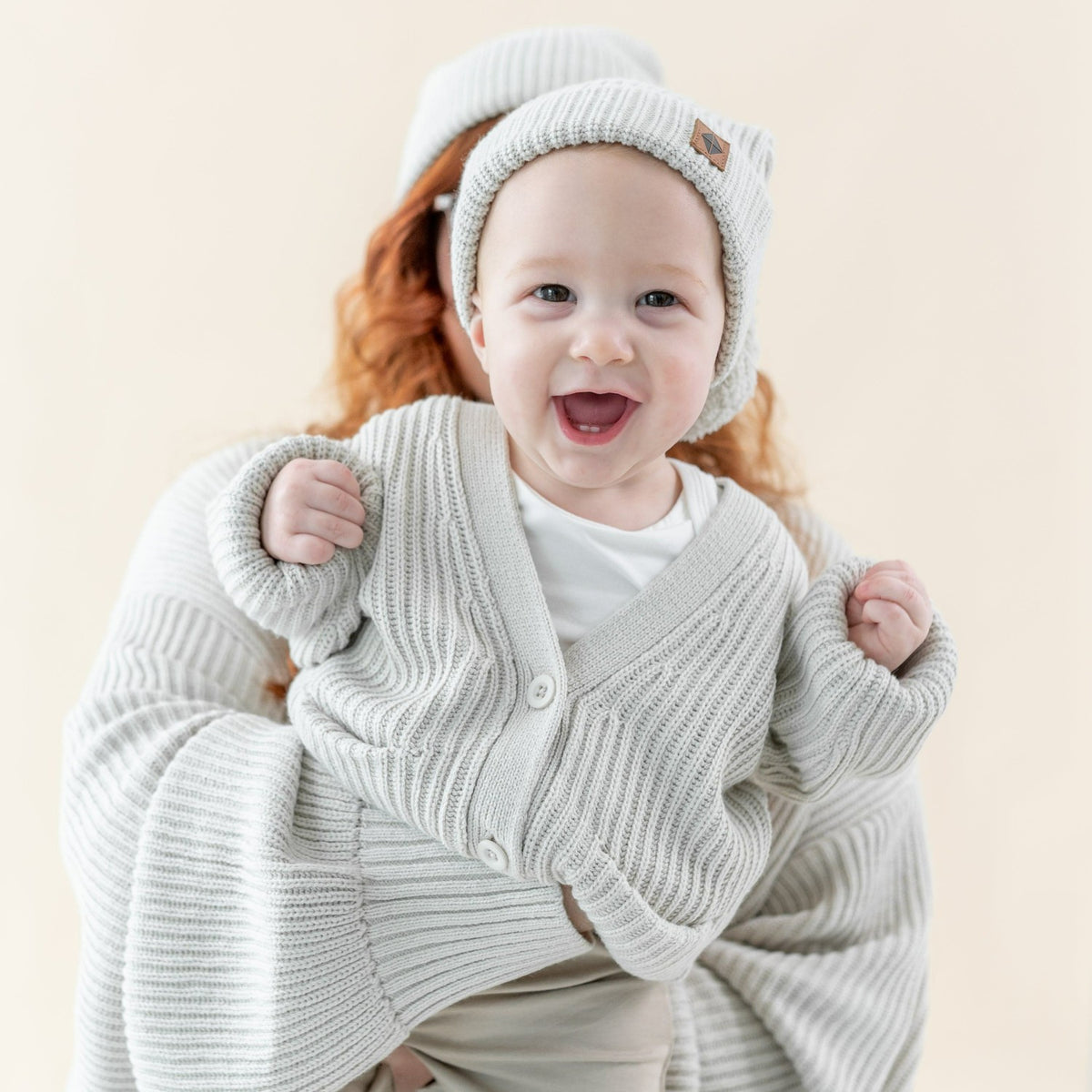 Chunky Knit Oversized Cardigan in Oat | Kyte Baby